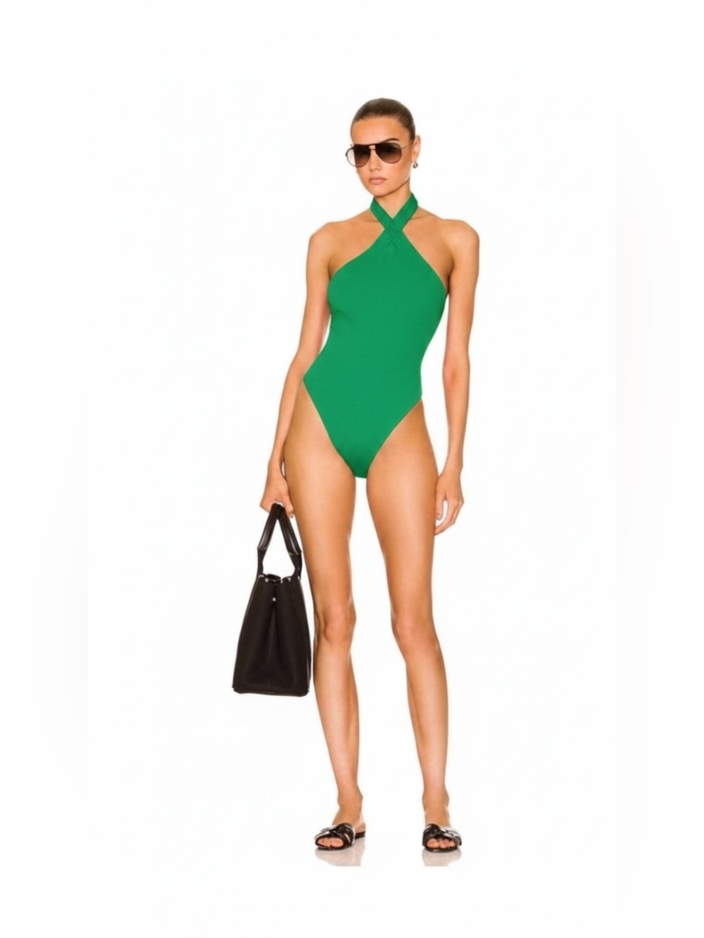 NEW REVOLVE AEXAE Twist Swimsuit in GREEN XSmall Womens One Piece High Cut Swim